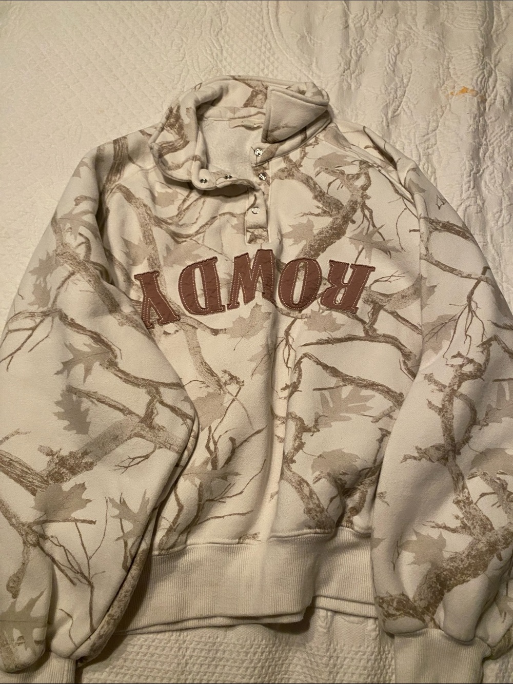 White & Tan Camo Pullover Jacket
